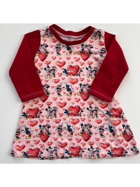 🩵 4/$20  Long Sleeve Dress with Heart and‎ Character Minnie Mouse Print